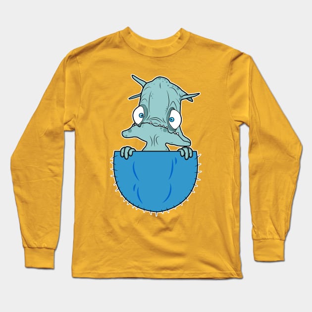 Munch's pocket oddysee (blue) Long Sleeve T-Shirt by darthspaz